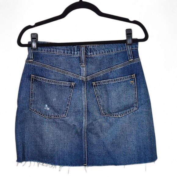 NWT Madewell Women's Denim Skirt Size 26 High Rise Raw Hem Blue Mini Classic Fit - Picture 3 of 10